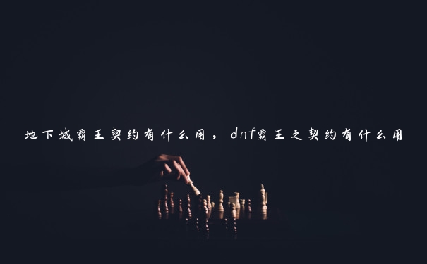 地下城霸王契约有什么用，dnf霸王之契约有什么用