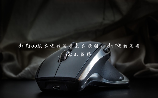 dnf100版本宠物装备怎么获得，dnf宠物装备怎么获得