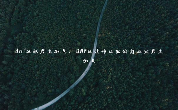 dnf血狱君主加点，DNF血法师血狱伯爵血狱君主加点