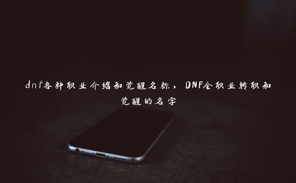 dnf各种职业介绍和觉醒名称，DNF全职业转职和觉醒的名字